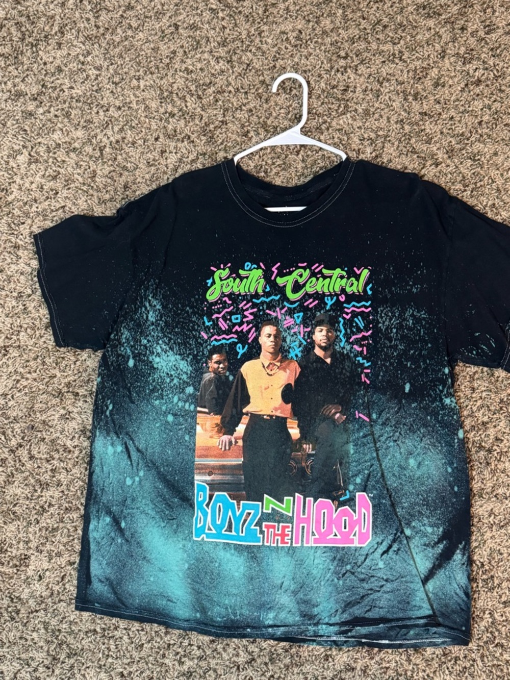 Columbia Black Graphic 'Boyz n the Hood' Tee with Neon Accents